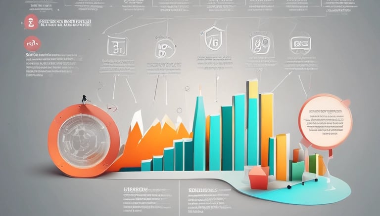 Illustration of a magnifying glass over a website graph showing upward growth.
