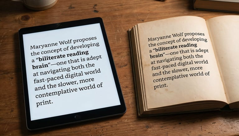 tablet and book side by side