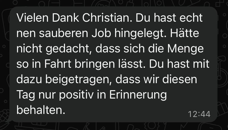 Kundenfeedback DJ Christian Klemm