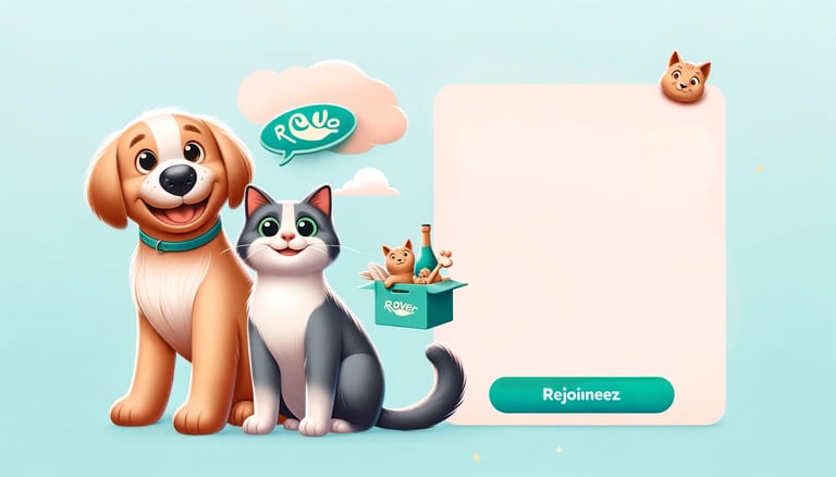 "Image promotionnelle pour Rover avec un chien heureux." ROVERCODE PROMO codepromosanspubs.com chat