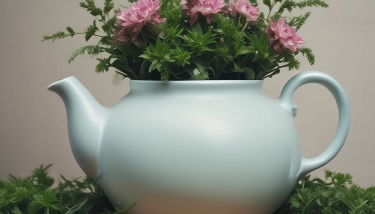 Théière et herbes aromatiques