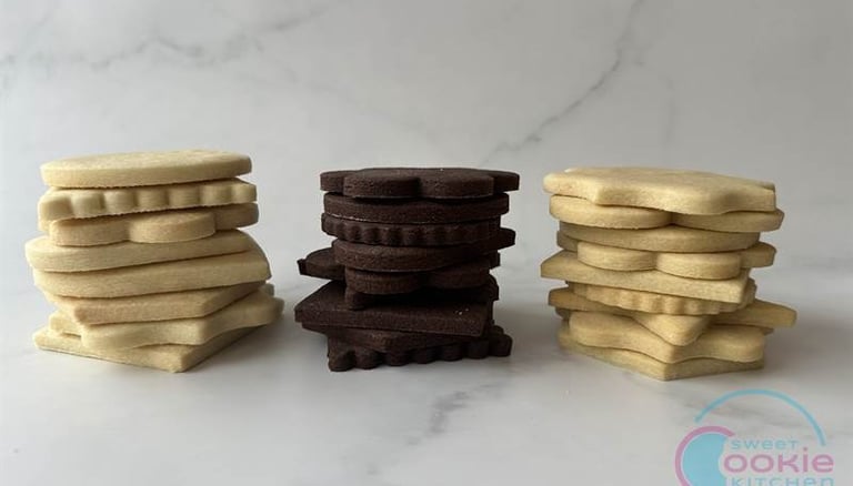 Naked cookies, shortbread, vanilla sugar cookies, chocolate sugar cookie