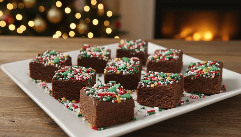 a plate of fudge with sprinkles 