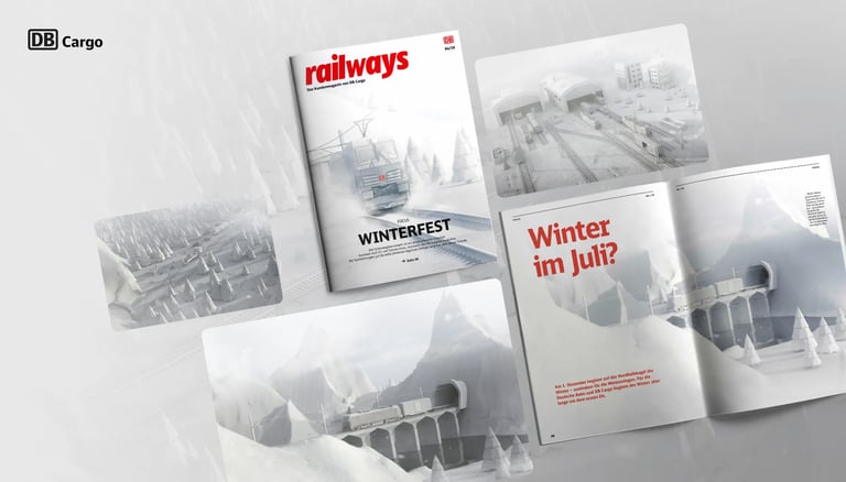 Mockup, DB-Cargo, 3D Visuals, Mitarbeitermagazin