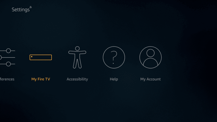 firstvstick setting with nyfiretv menu option highlighted