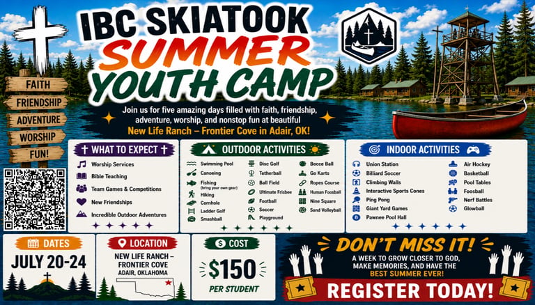 Click to register for youth camp July 20th through July 24th, $150, New Life Ranch