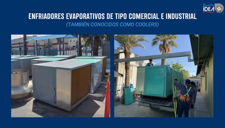 Enfriadores evaporativos industriales tipo cooler instalados en exterior