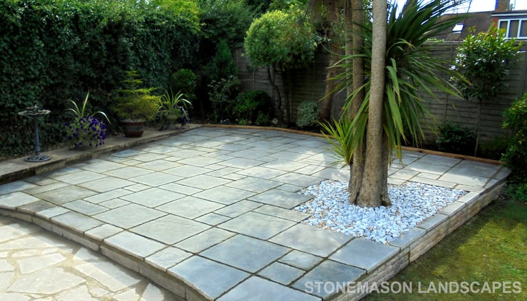 Replica antique grey stone multi size slabs patio project pack