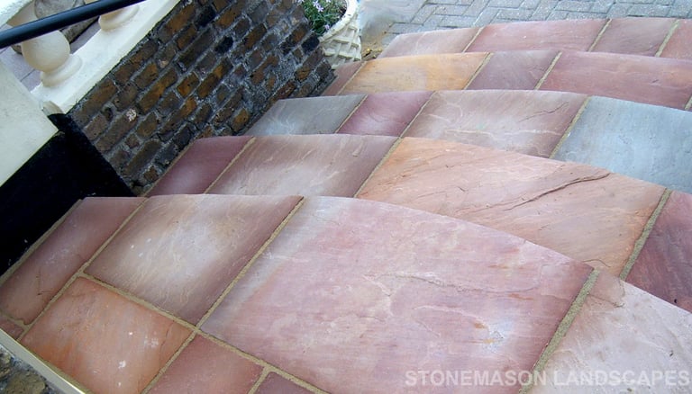 Colourful sandstone paving steps