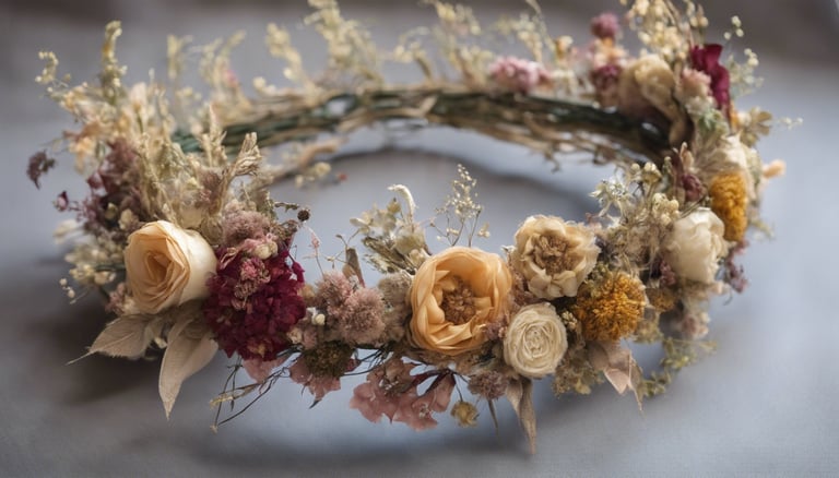 Couronnes de fleurs séchées