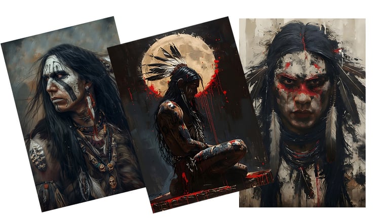 Art featuring warriors in war paint
