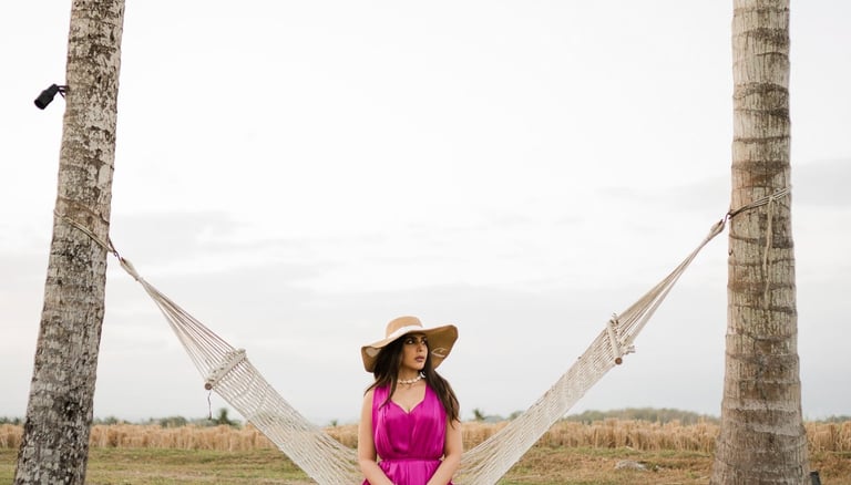 Portrait session in palm garden landscape at Alila Soori Tabanan Bali
