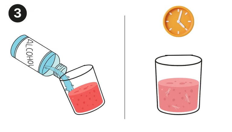 mixing strawberry juice with alcohol