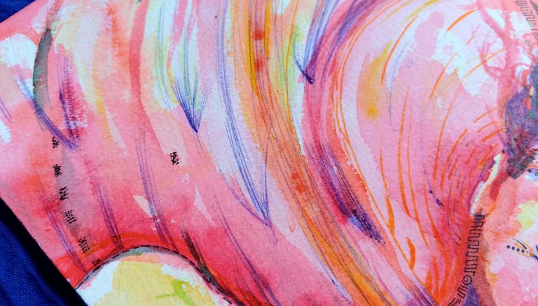 détails à l'aquarelle aux tons rouges