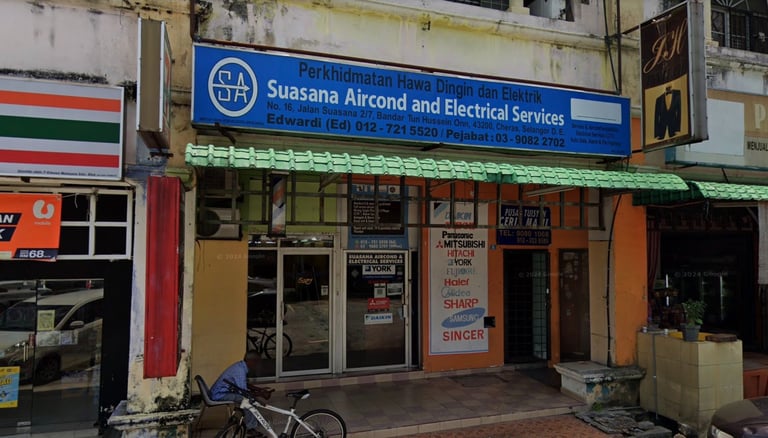 Pejabat utama dan kedai rasmi Suasana Aircond & Electrical Services Selangor.
