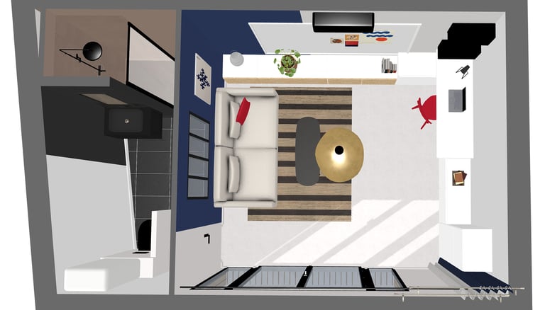 Plan 3D aménagement studio