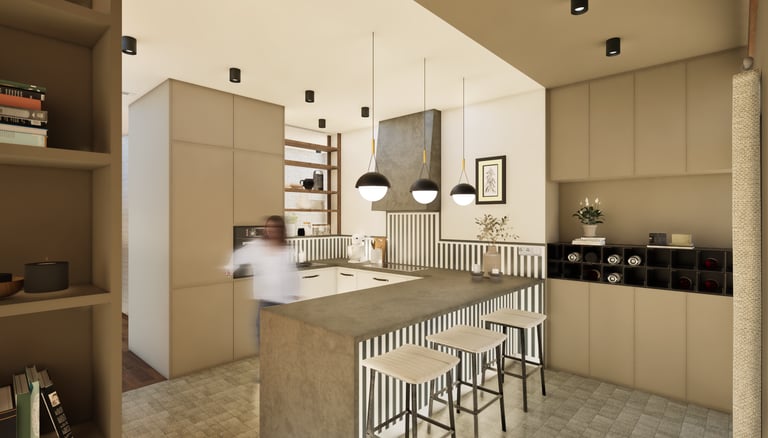 Rénovation cuisine moderne avec îlot central à Lyon - Projet Antoine Studio 975