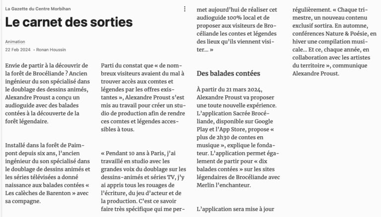 sacrée brocéliande presse