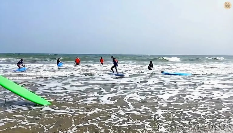 Surfing activity at Serenity Beach Pondicherry.