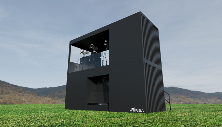 Módulo vertical de dos alturas para eventos y experiencias, diseño RIBA