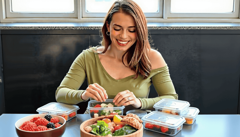 Vanessa in the kitchen about to freeze food