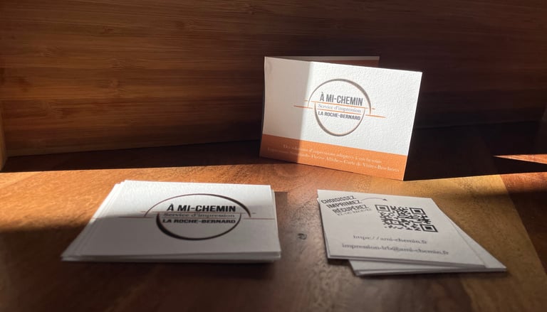 Cartes de visites imprimées par A Mi-Chemin, 56130 dans le Morbihan