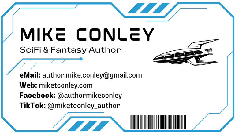 author Mike Conley scifi business card with spaceship
