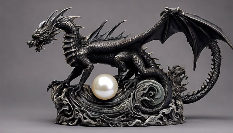 Un dragon protège une perle au fond de la mer