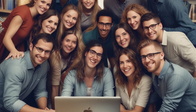 un groupe de personnes assises autour d'une table avec un ordinateur portable