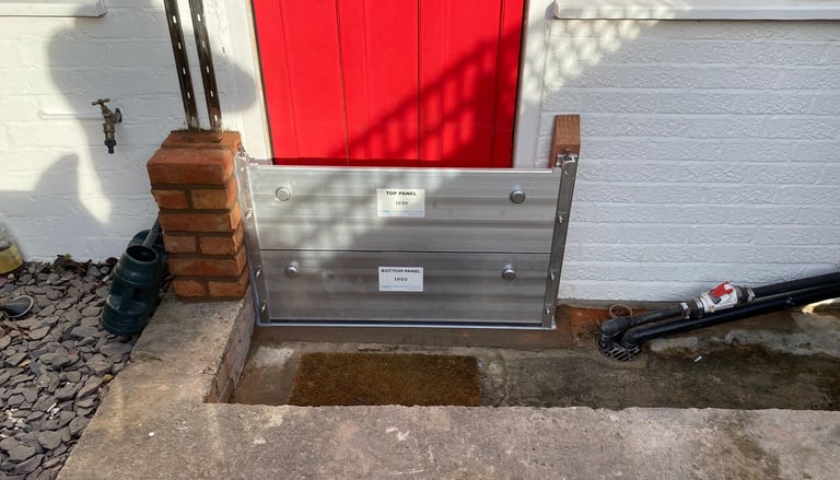 flood barrier in a door way that general builds installed