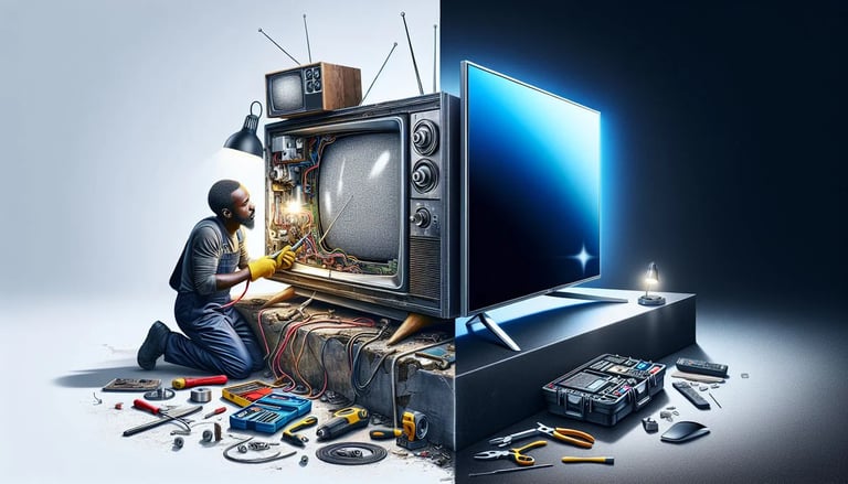 a man is sitting on a couch with tools and tools