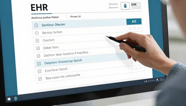A healthcare professional setting up telehealth software on a laptop in a cozy office.