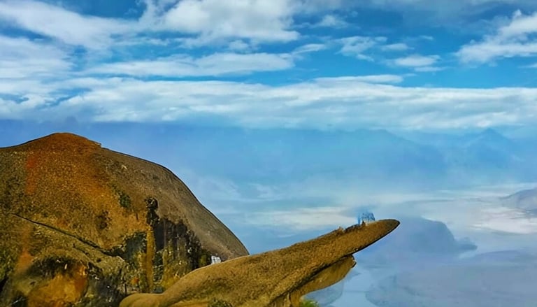 Full view of marsur rock skardu with beautiful landscape in background