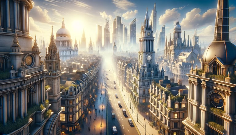 City à Londres par une journée ensoleillée.