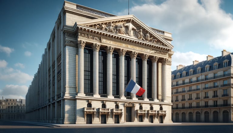 Bourse de Paris avec drapeau français