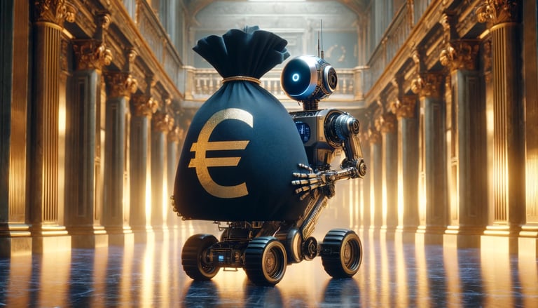 Robot qui transporte un sac d'argent