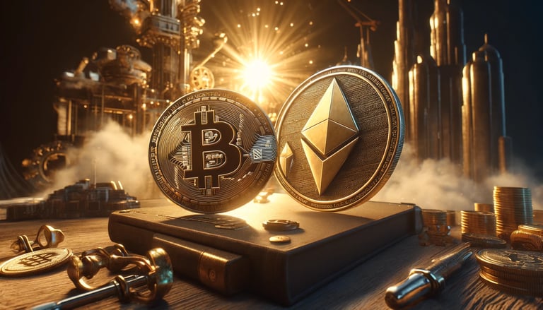 Pièce Bitcoin et Ethereum
