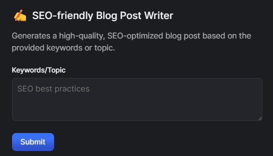 HyperWrite AI: SEO-friendly Blog Post Writer: Generates SEO-optimized blog posts.