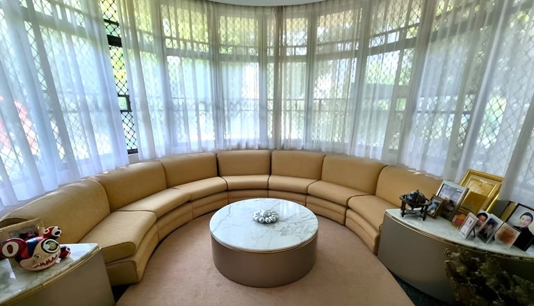 Round upholstery in a living room