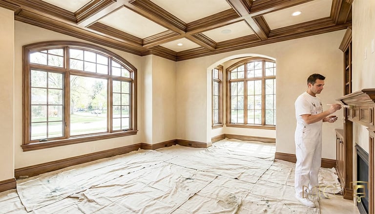 Professional interior painting by DAECO Painting in a luxury Denver home, featuring precision work o