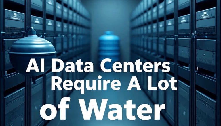An AI-generated image of two gpu racks in an AI data center. AI Data Centers Require a lot of Water