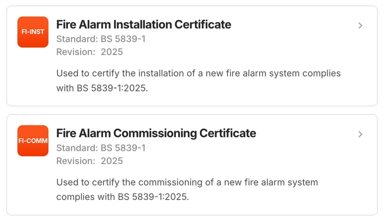 Commercial Fire Alarm Installation and Commissioning Certificates Preview