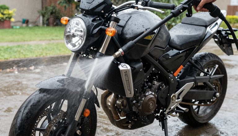 a person working on a motorcycle