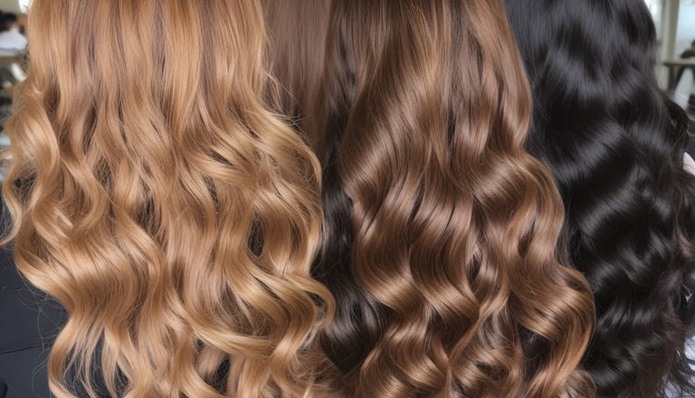 A variety of colorful hair extensions displayed elegantly.