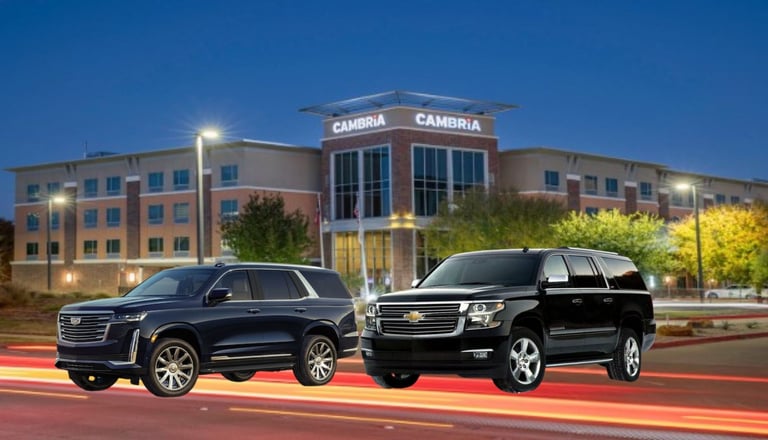 Executive SUV waiting at hotel entrance