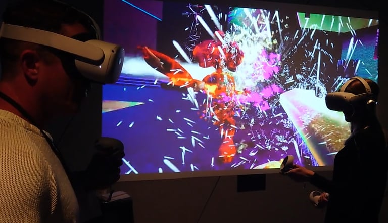 people playing the VR experience called SYNC at the Powerhouse Museum in Sydney