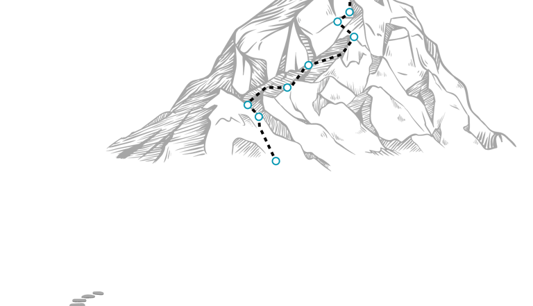 Man setting out to climb mountain and reach goal