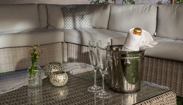 Peaceful garden terrace at The Hamptons Boutique Hotel