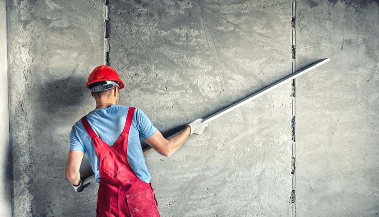 albañil pasteando una pared