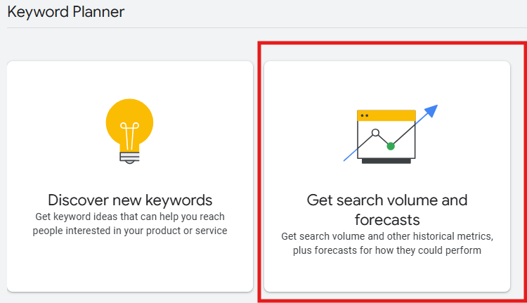 Keyword planner - Get search volume